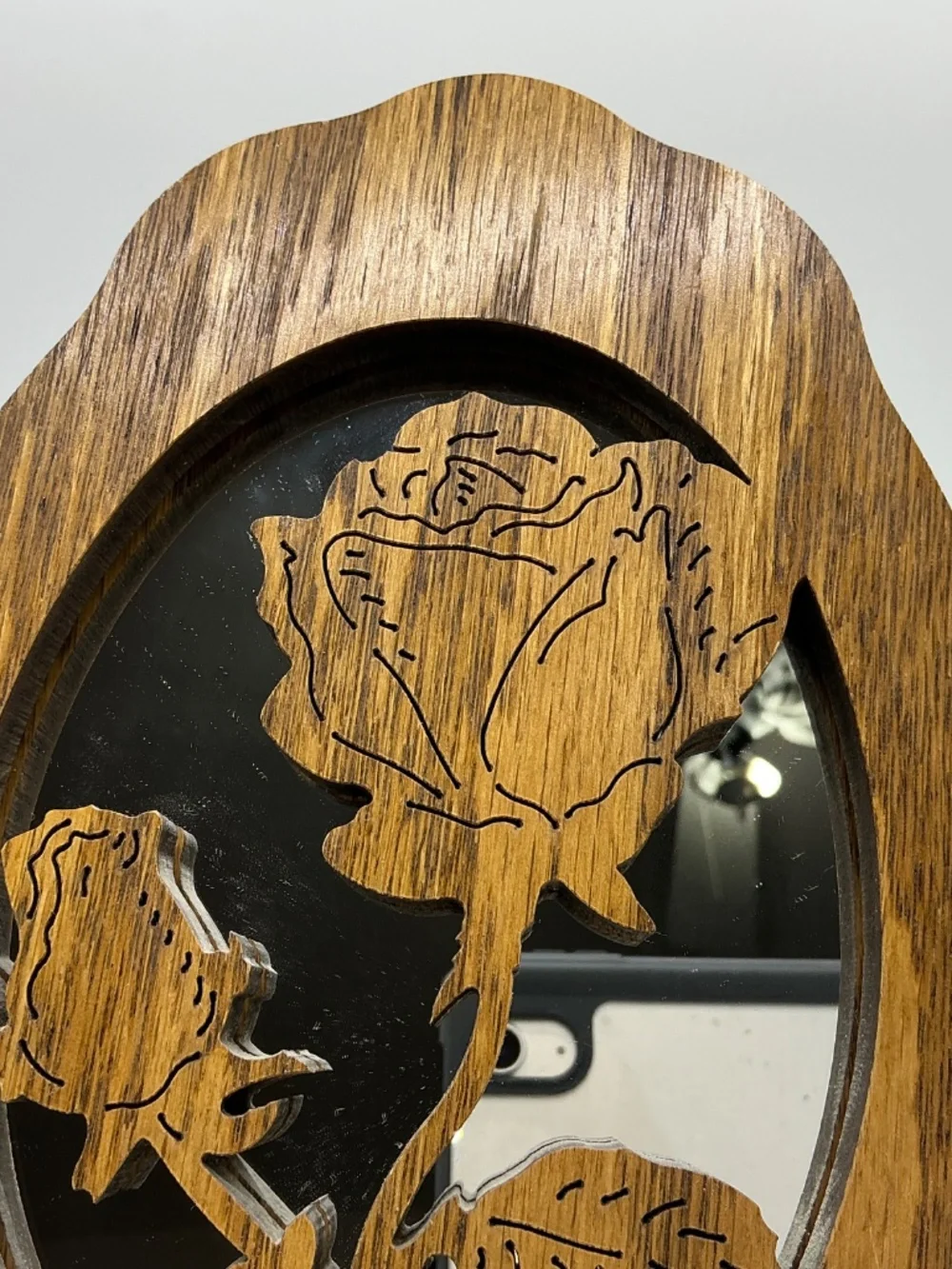 Mirror with Carved Rose Accent